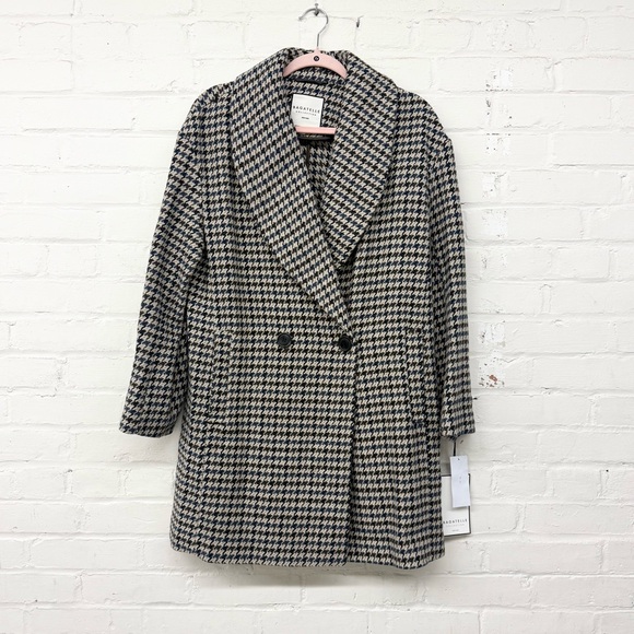 NWT Bagatelle Collection Shawl Collar Mid Length Hounds-tooth Coat Small - Picture 2 of 5